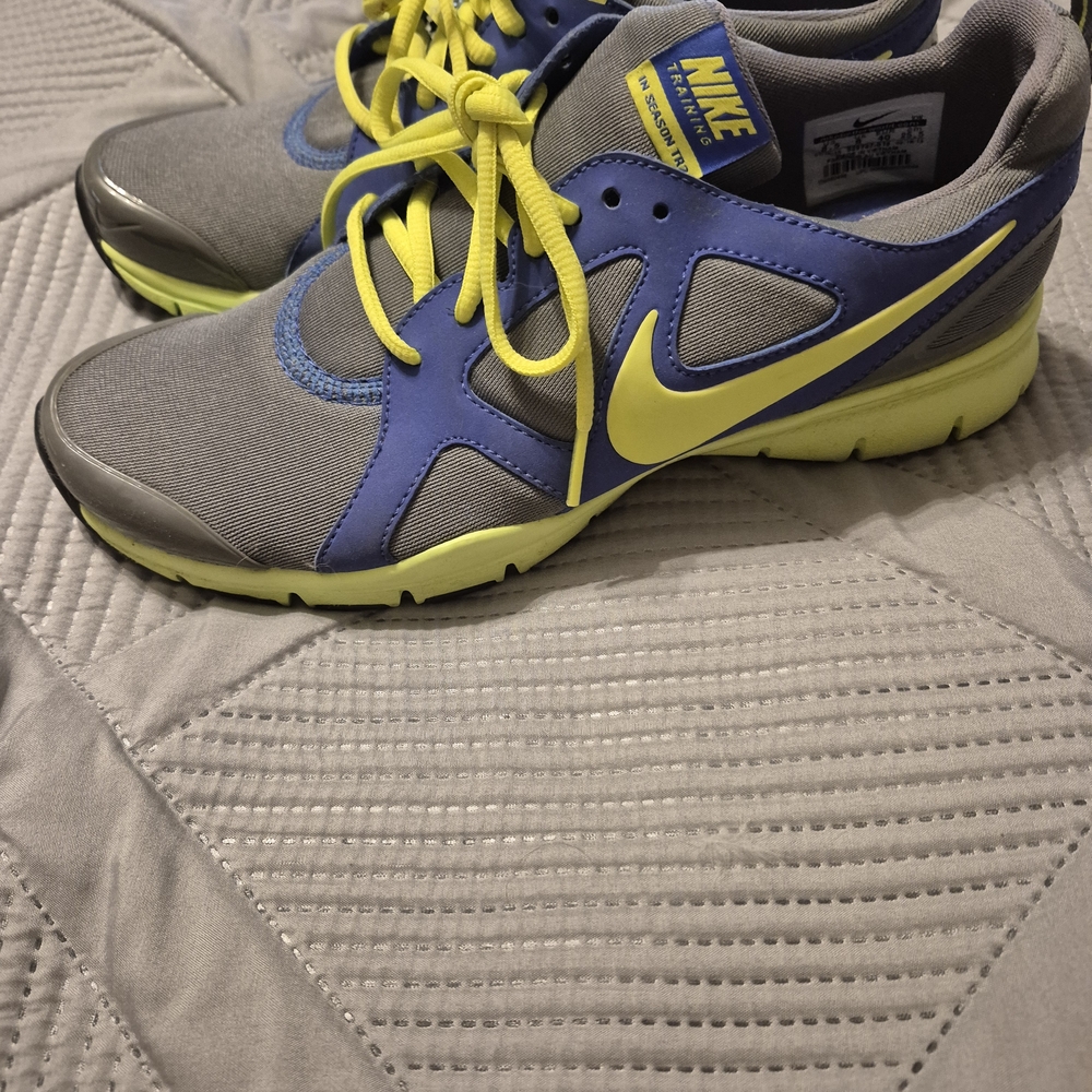 Nike Blue and Gray Sneakers with Neon Yellow Highlights 8.5